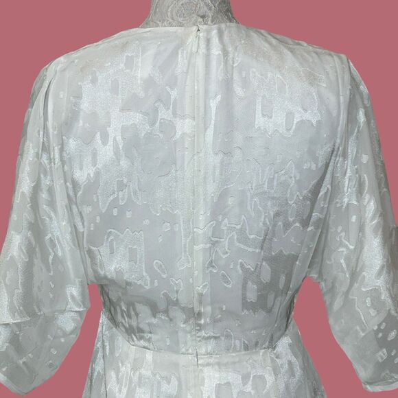 New Hutch Modcloth Kayla Jacquard Maxi Dress White Flutter Sleeve Women's 4 NWT - Picture 10 of 14